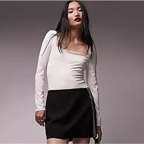 New ~ Nordstrom. TOPSHOP ~ Square Neck Long Sleeve Bodysuit Size 12 FALL - Picture 1 of 7